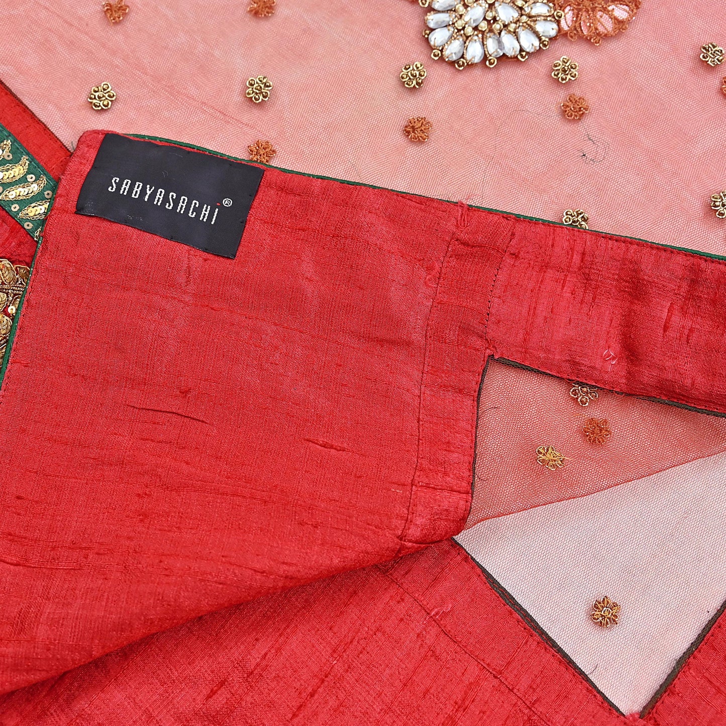 Indian Heavy Wedding Dupatta Red Net Long Stole Hand Embroidered By Designer Sabyasachi Scarves Zardozi Bridal Veil