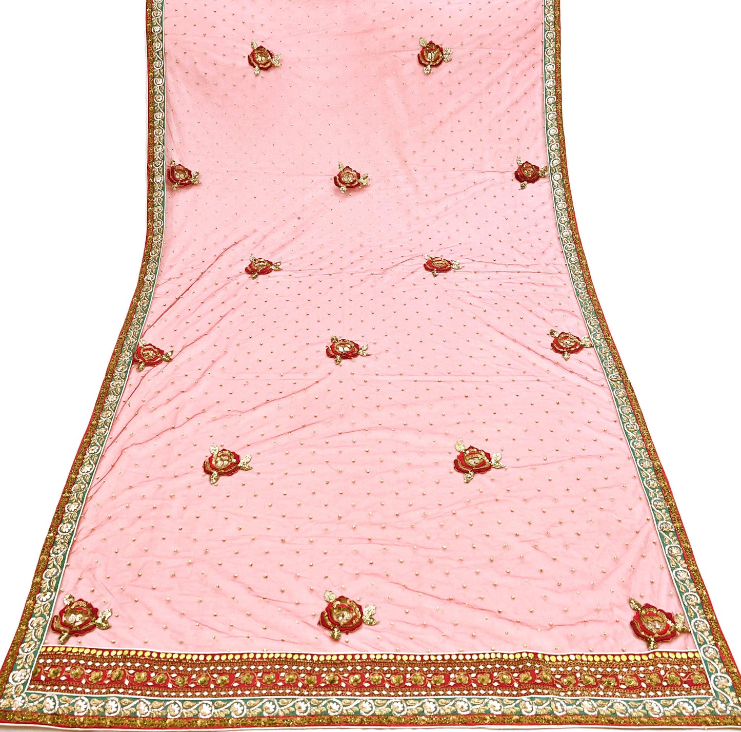 Indian Heavy Wedding Dupatta Red Net Long Stole Hand Embroidered By Designer Sabyasachi Scarves Zardozi Bridal Veil