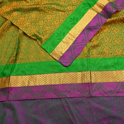 Indian Vintage Woven Kanjivaram Saree 100% Pure Silk Sari Zari 5Yard Floral Dress making Crafting Quilting Upcycle