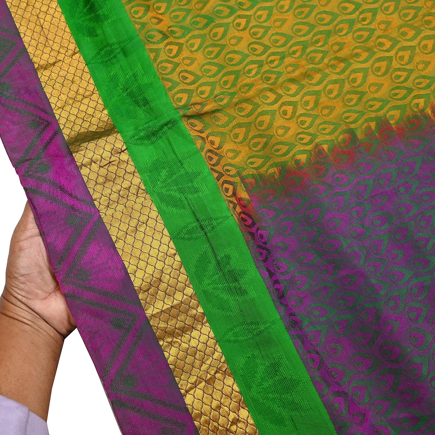 Indian Vintage Woven Kanjivaram Saree 100% Pure Silk Sari Zari 5Yard Floral Dress making Crafting Quilting Upcycle