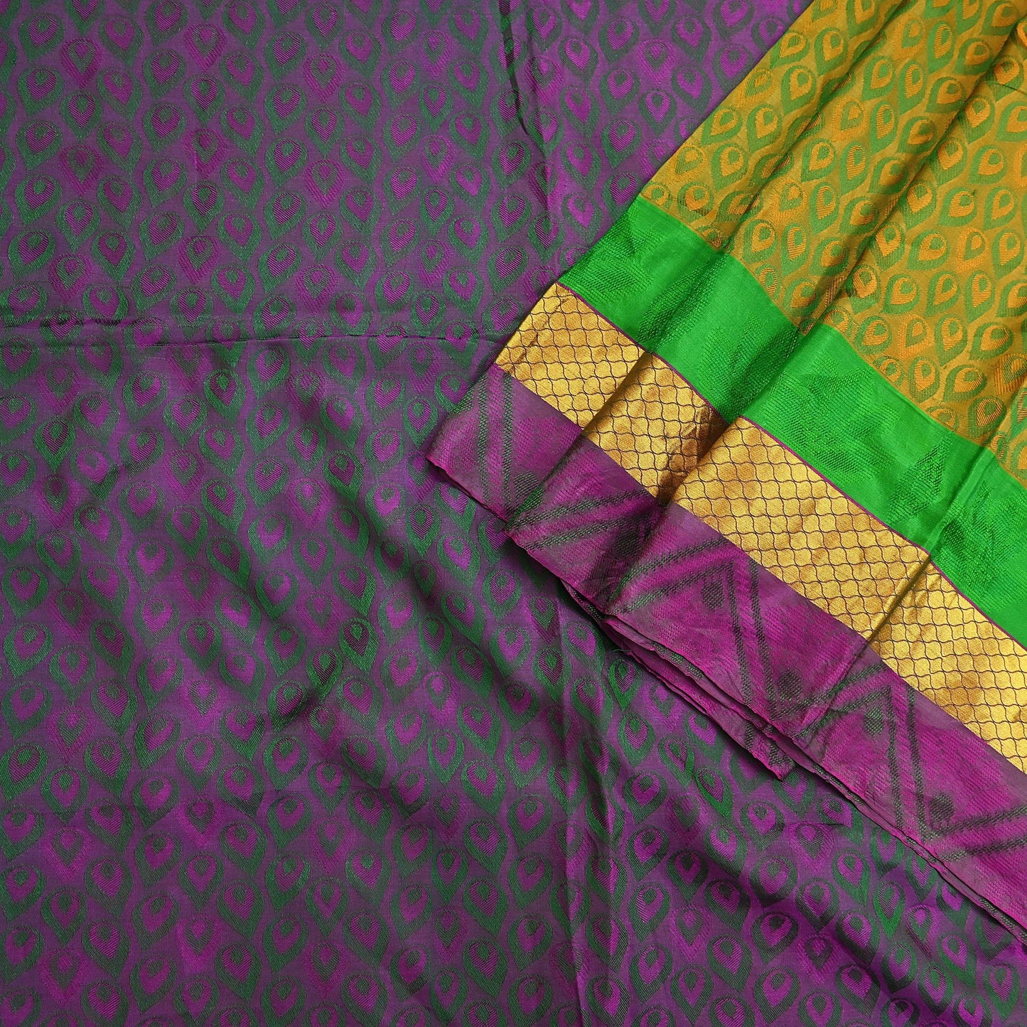 Indian Vintage Woven Kanjivaram Saree 100% Pure Silk Sari Zari 5Yard Floral Dress making Crafting Quilting Upcycle