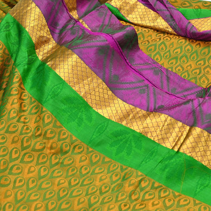 Indian Vintage Woven Kanjivaram Saree 100% Pure Silk Sari Zari 5Yard Floral Dress making Crafting Quilting Upcycle