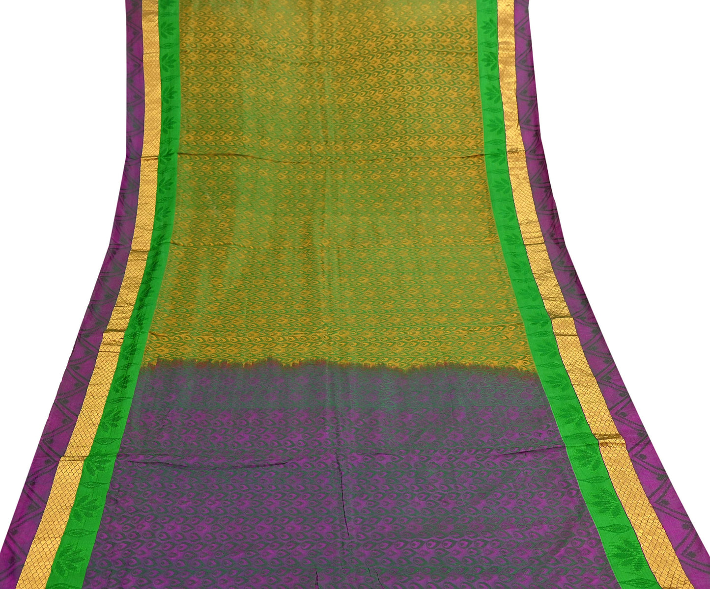 Indian Vintage Woven Kanjivaram Saree 100% Pure Silk Sari Zari 5Yard Floral Dress making Crafting Quilting Upcycle