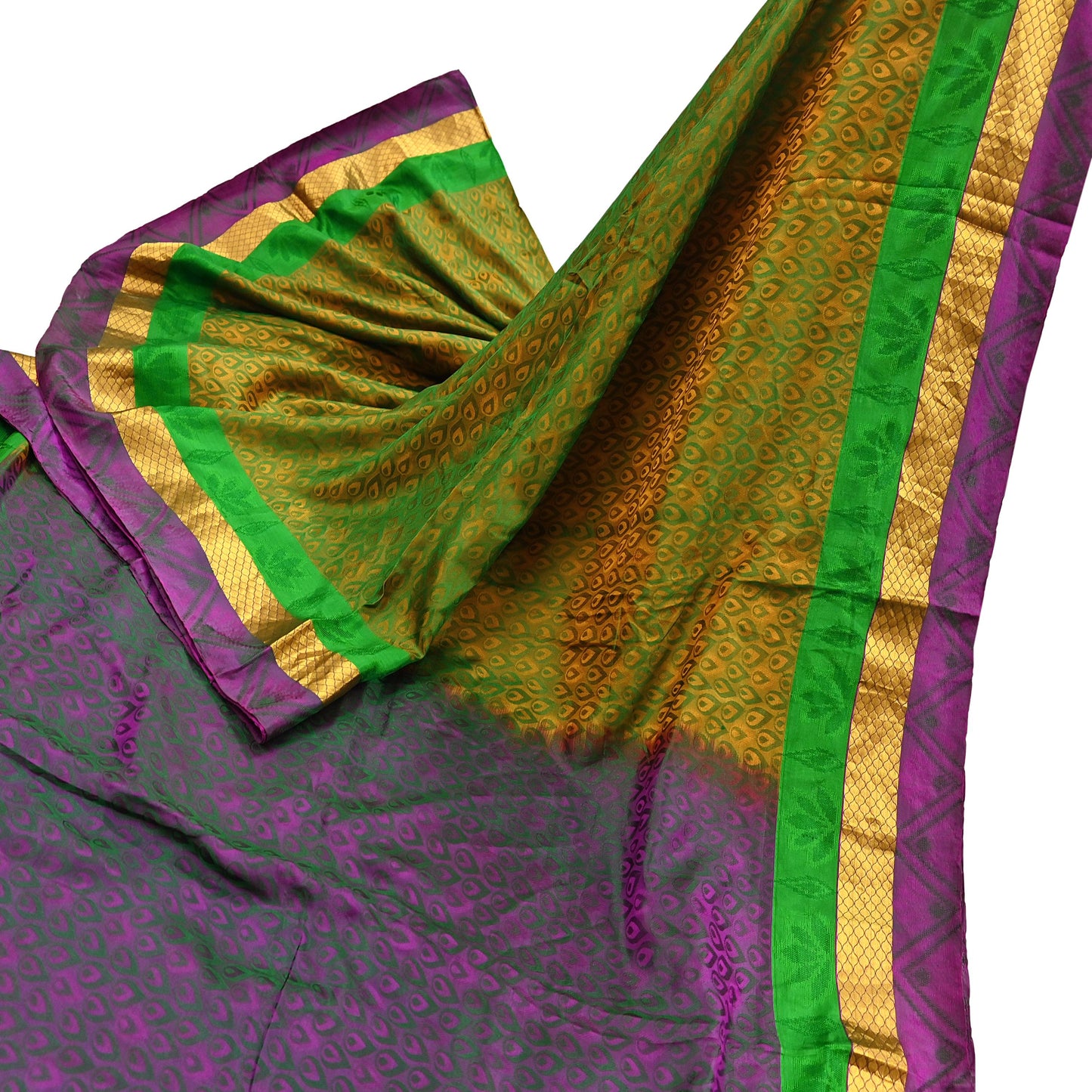 Indian Vintage Woven Kanjivaram Saree 100% Pure Silk Sari Zari 5Yard Floral Dress making Crafting Quilting Upcycle