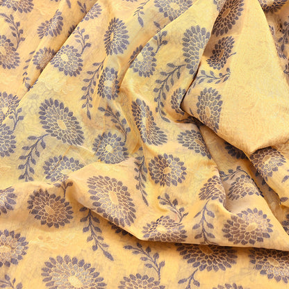 Indian Vintage Sari Beige  Blend Cotton Hand Woven Saree 5yard Ethnic Fringes Zari Fabric