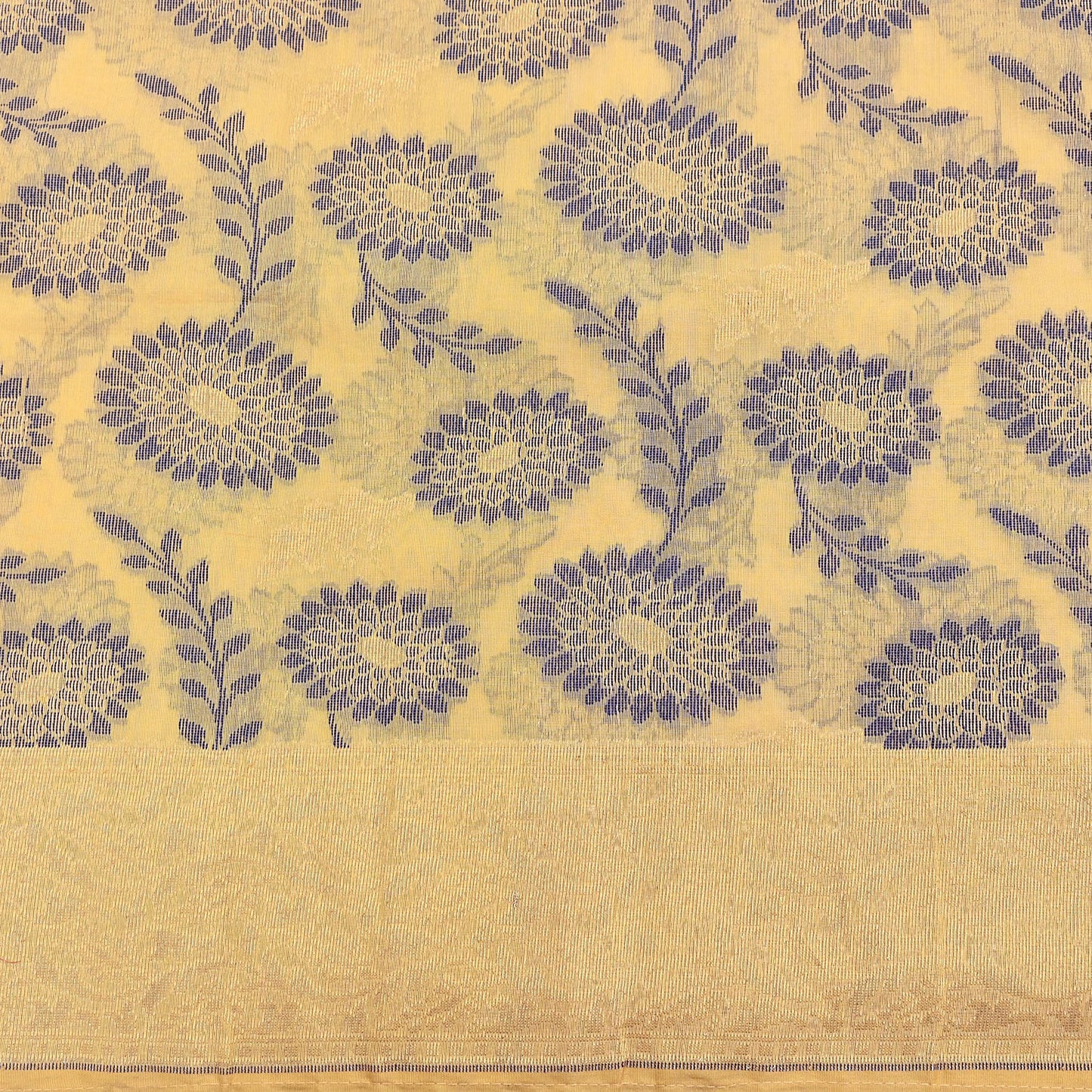 Indian Vintage Sari Beige  Blend Cotton Hand Woven Saree 5yard Ethnic Fringes Zari Fabric