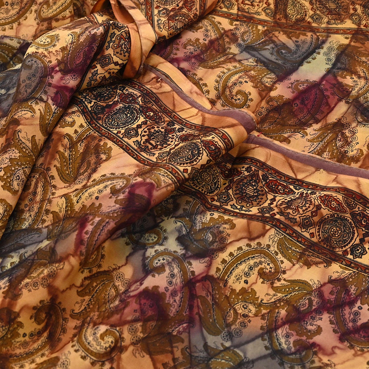 Indian Vintage Saree Pure Crepe Silk Printed Sari Craft Fabric 5yd Sewing Floral Soft Wrap Dress Making Crafting Quilting Upcycle