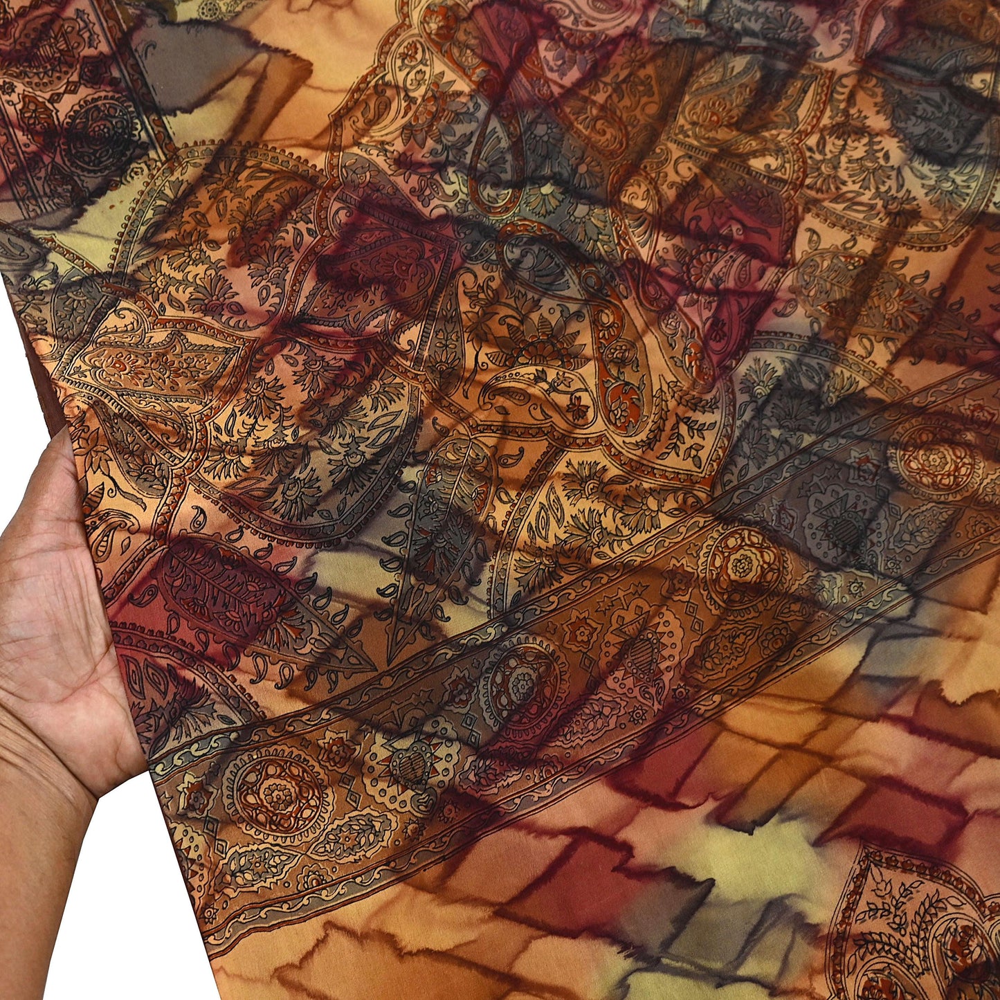 Indian Vintage Saree Pure Crepe Silk Printed Sari Craft Fabric 5yd Sewing Floral Soft Wrap Dress Making Crafting Quilting Upcycle