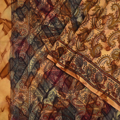 Indian Vintage Saree Pure Crepe Silk Printed Sari Craft Fabric 5yd Sewing Floral Soft Wrap Dress Making Crafting Quilting Upcycle