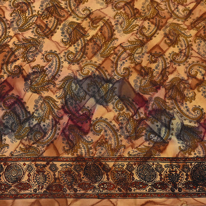 Indian Vintage Saree Pure Crepe Silk Printed Sari Craft Fabric 5yd Sewing Floral Soft Wrap Dress Making Crafting Quilting Upcycle