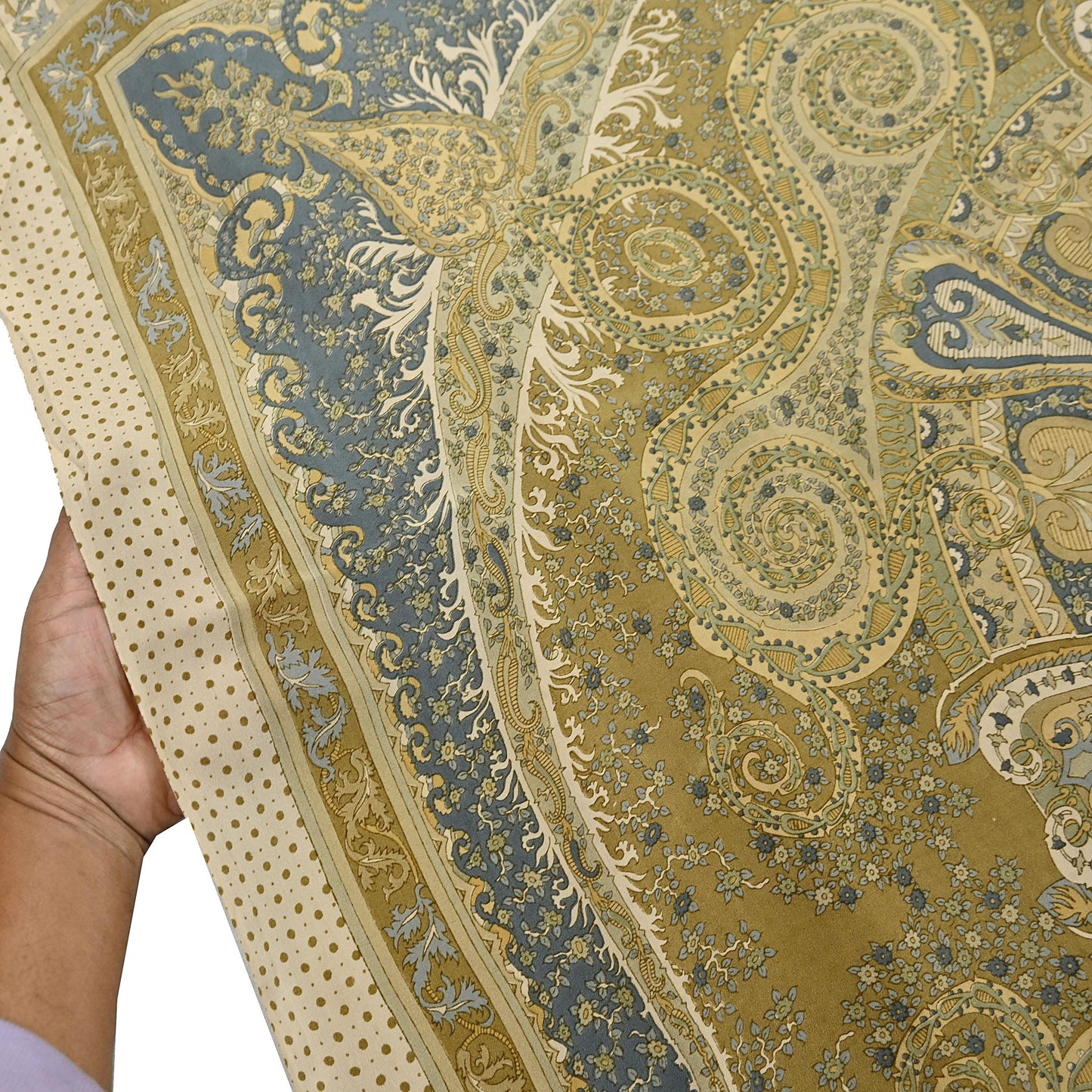 Indian Vintage Sari Green & Ivory Pure Crepe Silk Printed Saree 6yd Sewing Floral Soft Craft Fabric Wrap Dress making Crafting Quilting