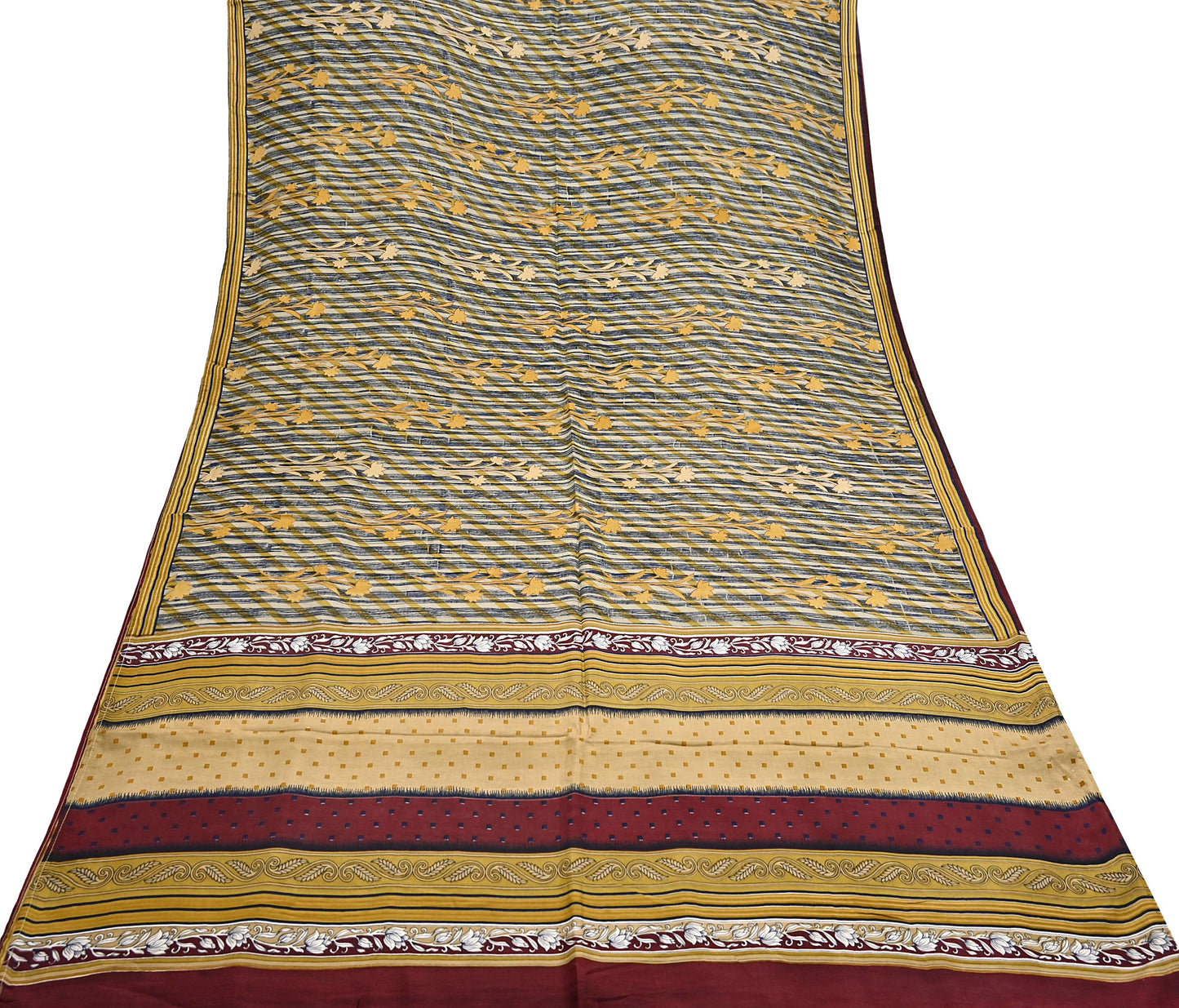 Indian Vintage Multi Pure Silk Printed Saree 6Yards Soft Floral Fabric for Dressmaking, Quilting, Crafting, Sewing, Dress Making