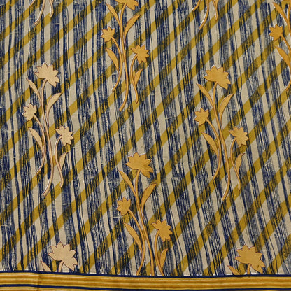 Indian Vintage Multi Pure Silk Printed Saree 6Yards Soft Floral Fabric for Dressmaking, Quilting, Crafting, Sewing, Dress Making