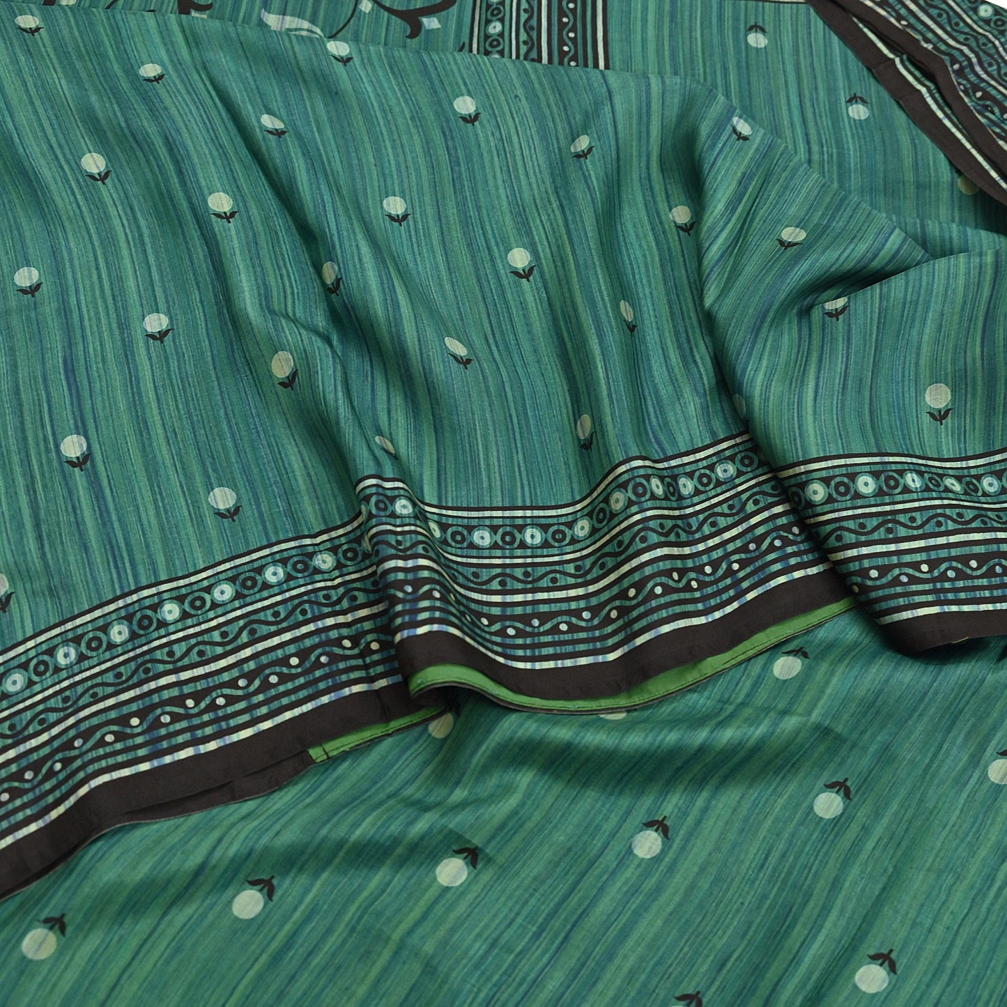 Indian Vintage Sari Green & Purple 100% Pure Silk Printed Sarees 5yd Craft Fabric Sewing Soft Dress Making Floral Quilting Crafting Upcycle