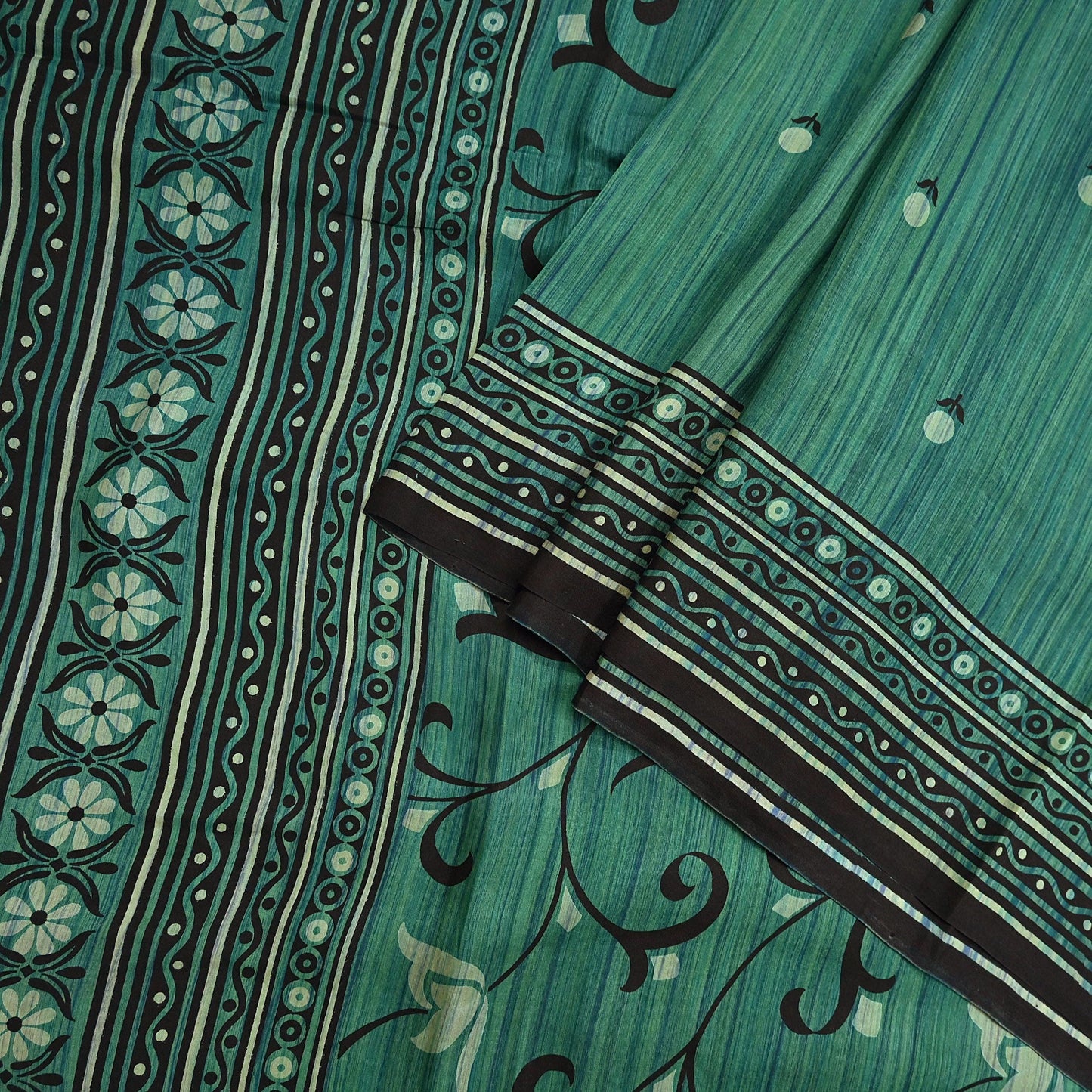 Indian Vintage Sari Green & Purple 100% Pure Silk Printed Sarees 5yd Craft Fabric Sewing Soft Dress Making Floral Quilting Crafting Upcycle