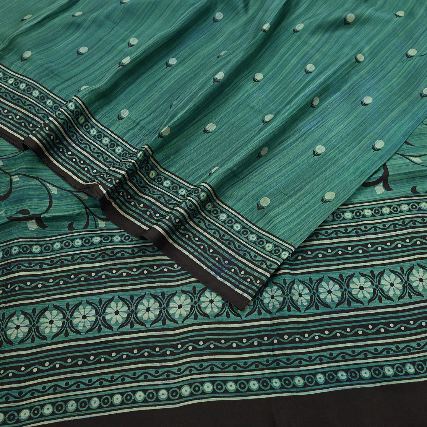 Indian Vintage Sari Green & Purple 100% Pure Silk Printed Sarees 5yd Craft Fabric Sewing Soft Dress Making Floral Quilting Crafting Upcycle