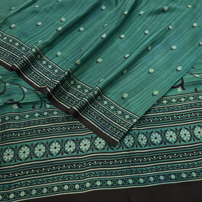 Indian Vintage Sari Green & Purple 100% Pure Silk Printed Sarees 5yd Craft Fabric Sewing Soft Dress Making Floral Quilting Crafting Upcycle