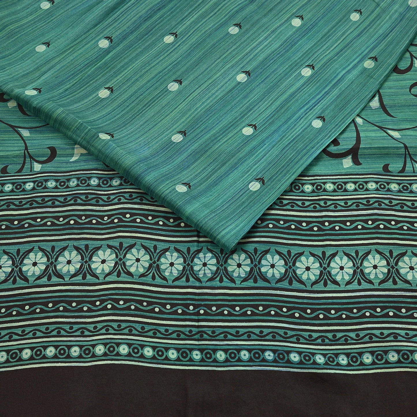 Indian Vintage Sari Green & Purple 100% Pure Silk Printed Sarees 5yd Craft Fabric Sewing Soft Dress Making Floral Quilting Crafting Upcycle