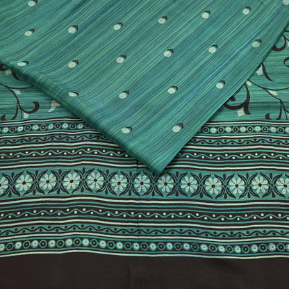 Indian Vintage Sari Green & Purple 100% Pure Silk Printed Sarees 5yd Craft Fabric Sewing Soft Dress Making Floral Quilting Crafting Upcycle