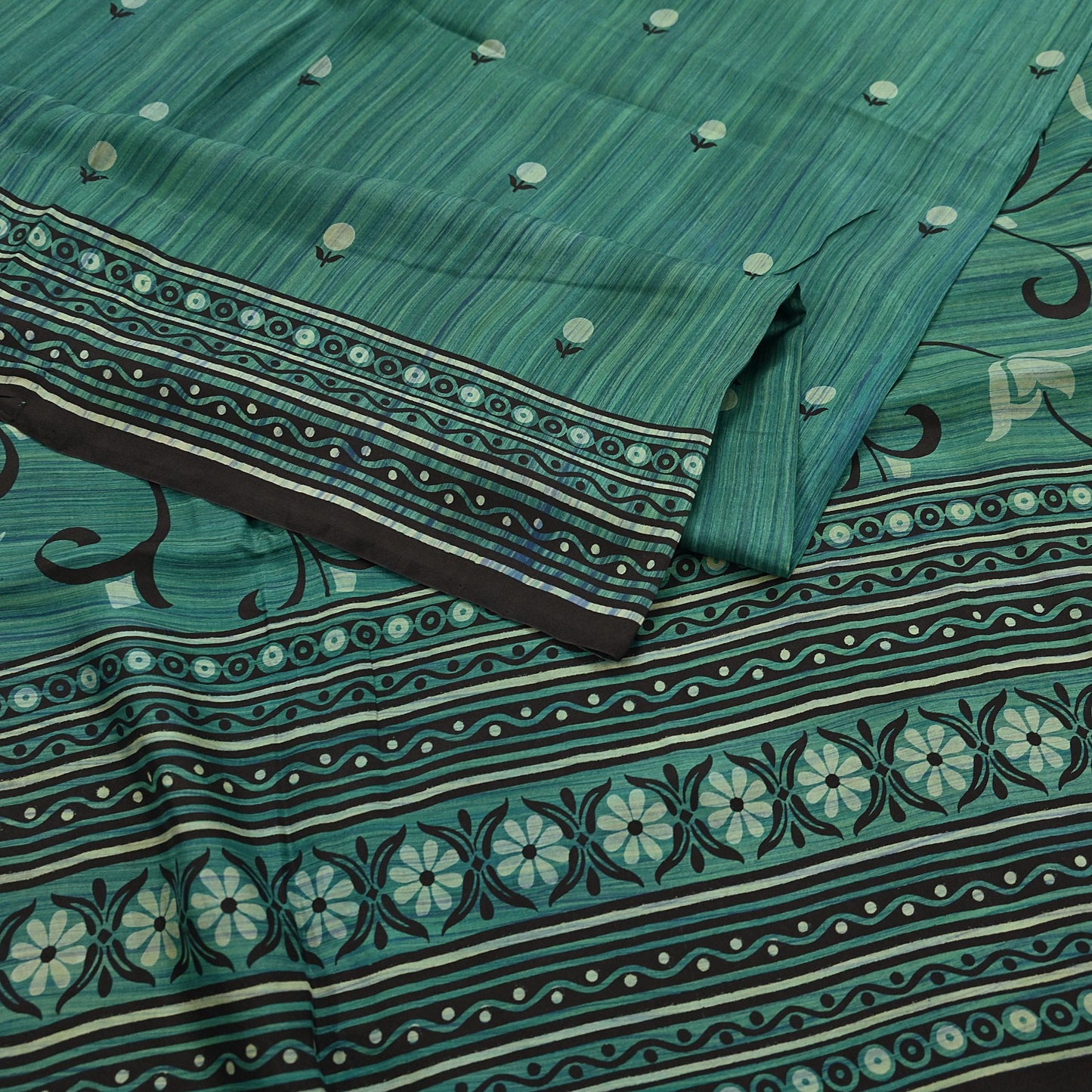 Indian Vintage Sari Green & Purple 100% Pure Silk Printed Sarees 5yd Craft Fabric Sewing Soft Dress Making Floral Quilting Crafting Upcycle