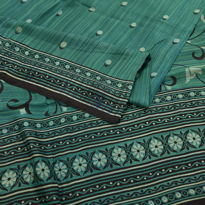 Indian Vintage Sari Green & Purple 100% Pure Silk Printed Sarees 5yd Craft Fabric Sewing Soft Dress Making Floral Quilting Crafting Upcycle