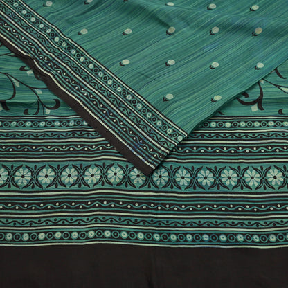 Indian Vintage Sari Green & Purple 100% Pure Silk Printed Sarees 5yd Craft Fabric Sewing Soft Dress Making Floral Quilting Crafting Upcycle