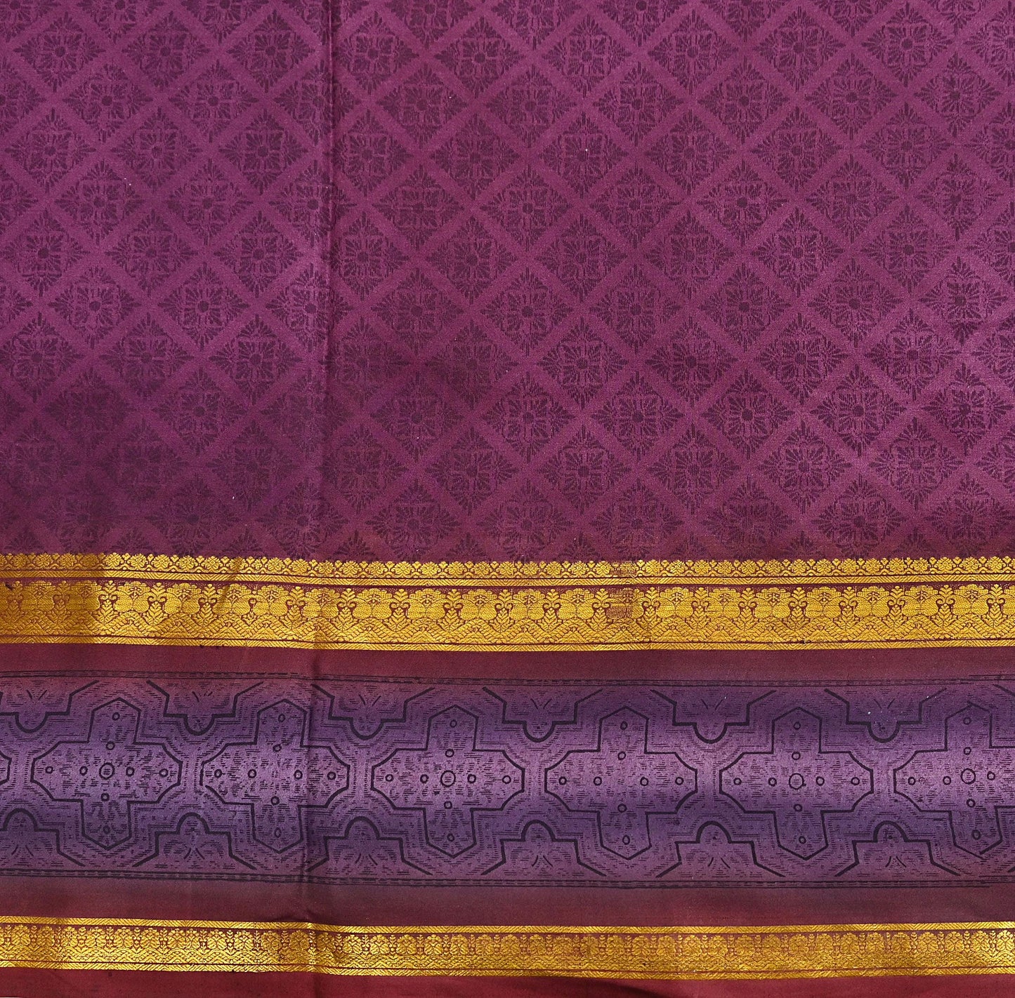 Vintage Maroon & Purple Pure Silk Saree Indian Printed Silk Fabric 5 Yards Boho Craft Material for Sewing, Quilting, Dressmaking, Upcycling