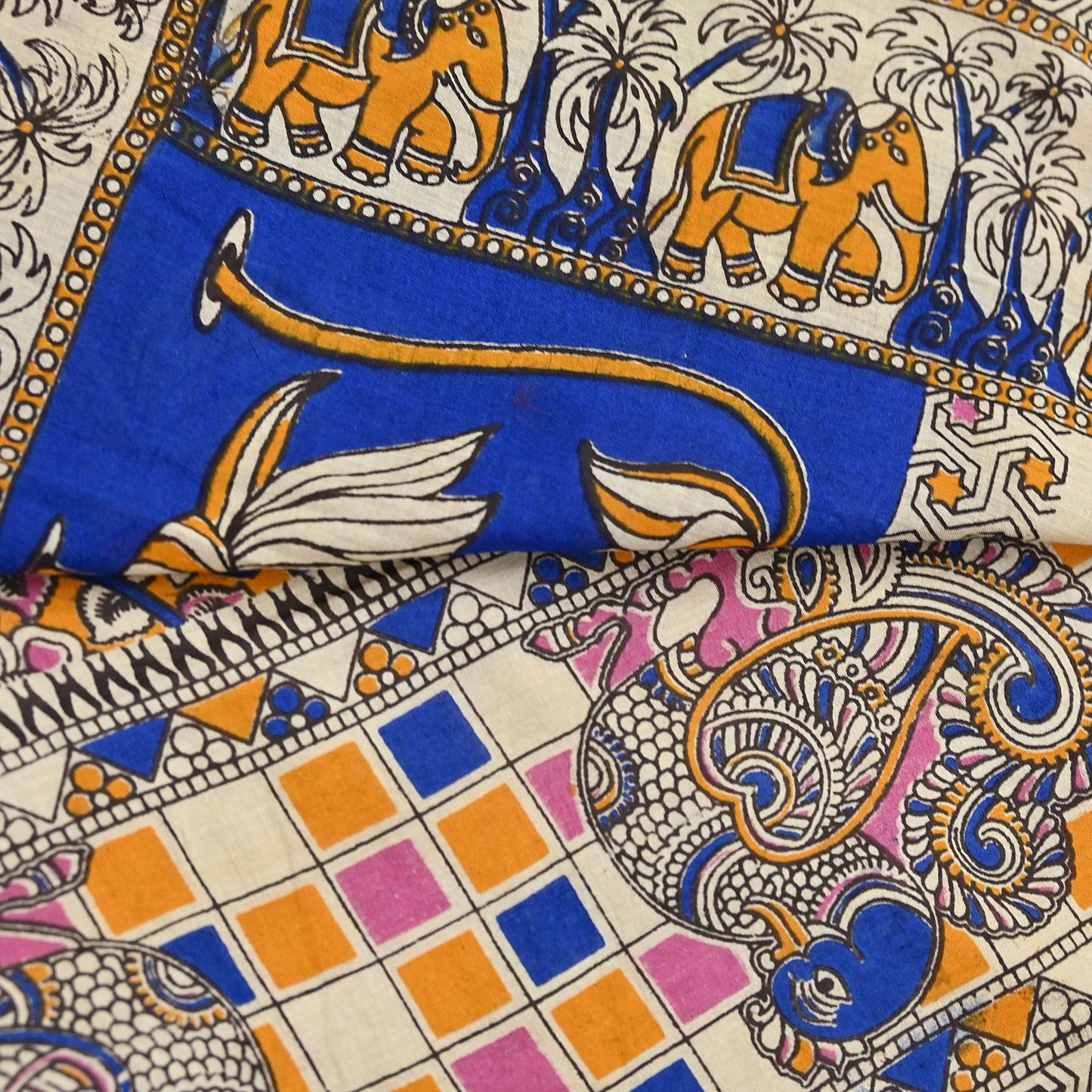 Indian Vintage Sari Kalamkari Print Sari Pure Cotton Saree Craft Fabric 5Yd Soft Dancing Lady Ethnic Dress Making