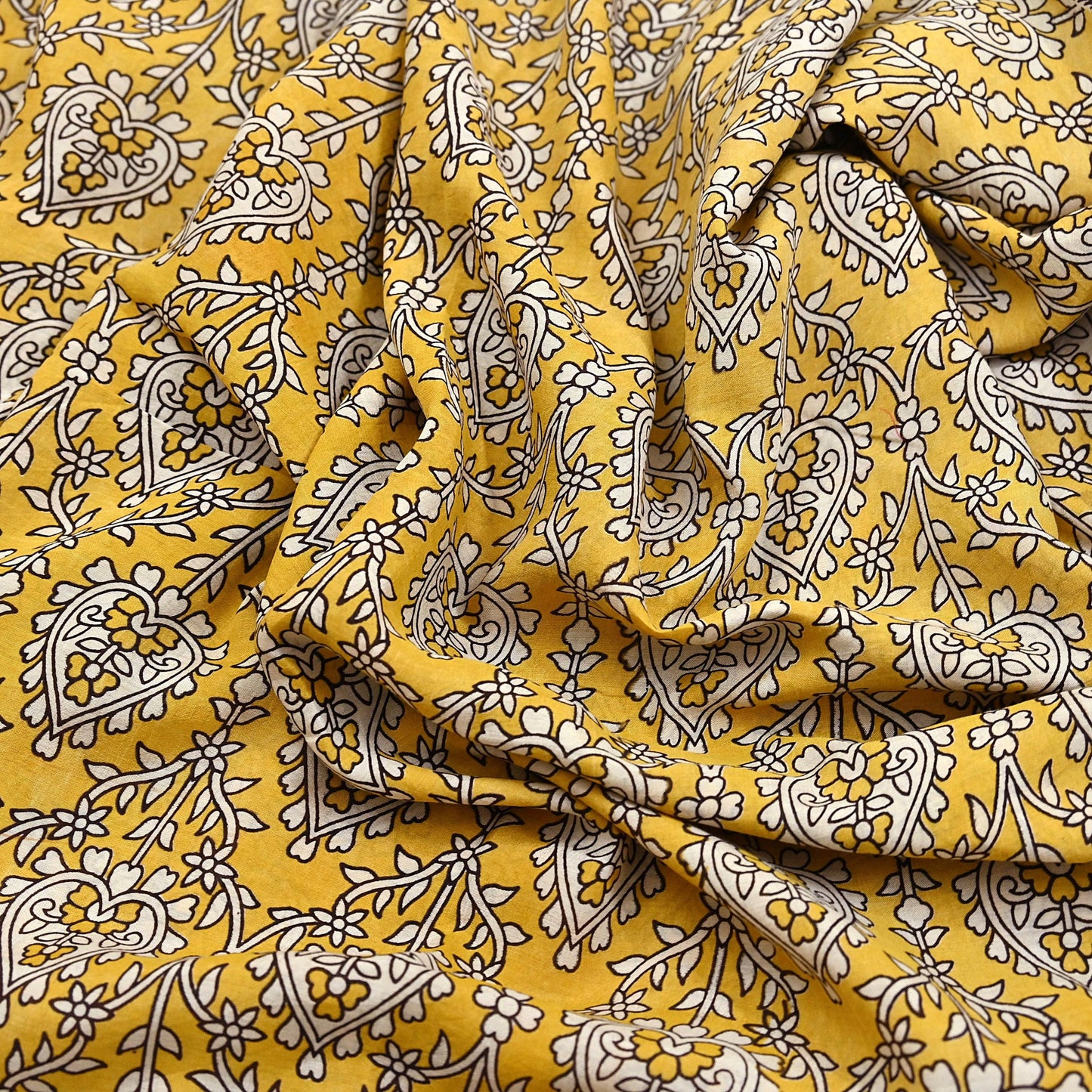 Indian Vintage Sari Mustard Kalamkari Print Sari Pure Cotton Saree Craft Fabric 5Yd Soft Dancing Lady Ethnic Dress Making