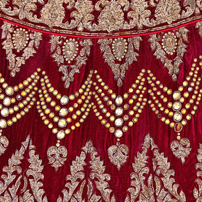 Indian Heavy Wedding Red Net/ velvet Hand Embroidered Lehenga 2pcs Set Designer By Manish Malhotra Party Wear