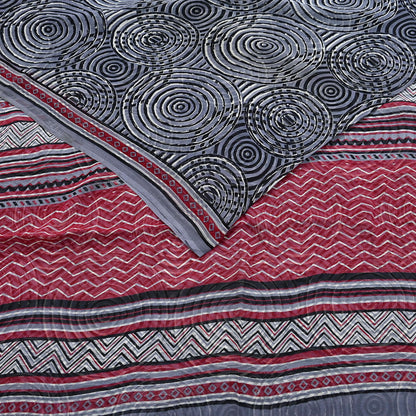 Indian Vintage Black & Gray Saree 100% Pure Georgette Silk Printed Sari Sewing 6yd Craft Fabric Dress Designing for Dress making