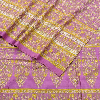 Indian Vintage Pink Pure Silk Printed Saree 6 Yards Soft Floral Fabric for Dressmaking, Quilting, Crafting, Sewing & Upcycling