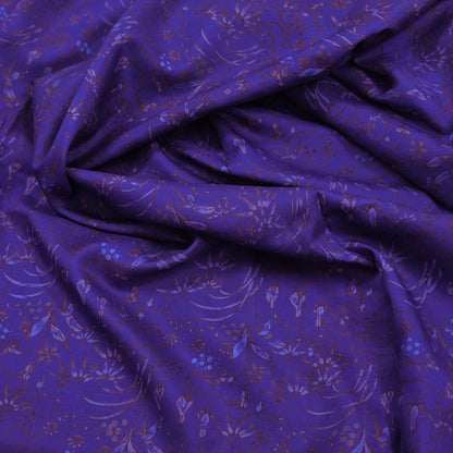 Vintage Blue Pure Silk Saree Indian Printed Silk Fabric 5 Yards Boho Craft Material for Sewing, Quilting, Dressmaking, Upcycling