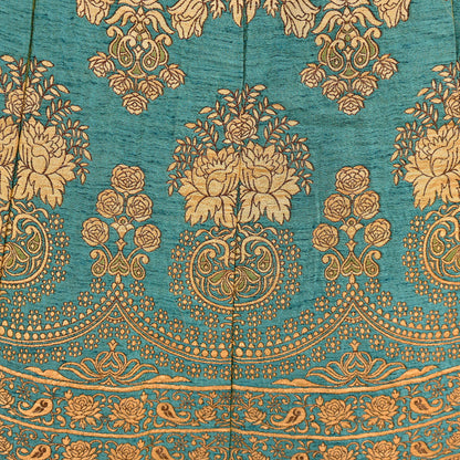 Indian Vintage Green woven brocade Skirt Party Wear Bollywood Lehenga Zari