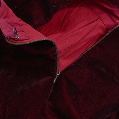 Indian Pre-owned Heavy Wedding Maroon Velvet Hand Embroidered Lehenga/Skirt Designer By Anamika Khanna Bridal Wear