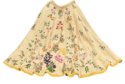 Abu Jani Beige Raw Silk Hand Embroidered Lehenga Skirt Zardozi Bridal Wear Indian Designer Wedding Couture