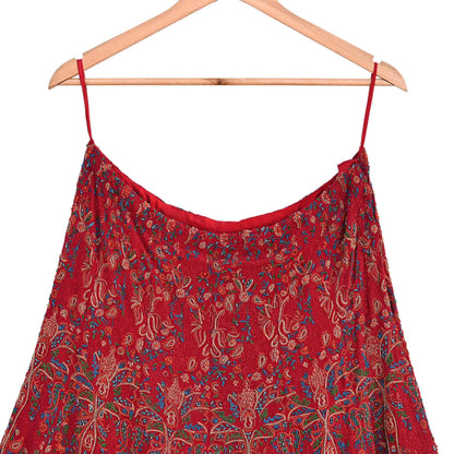 ndian Vintage Red Pure Crepe Silk Lehenga Set Satya Paul Hand Embroidered Skirt Wedding Outfit