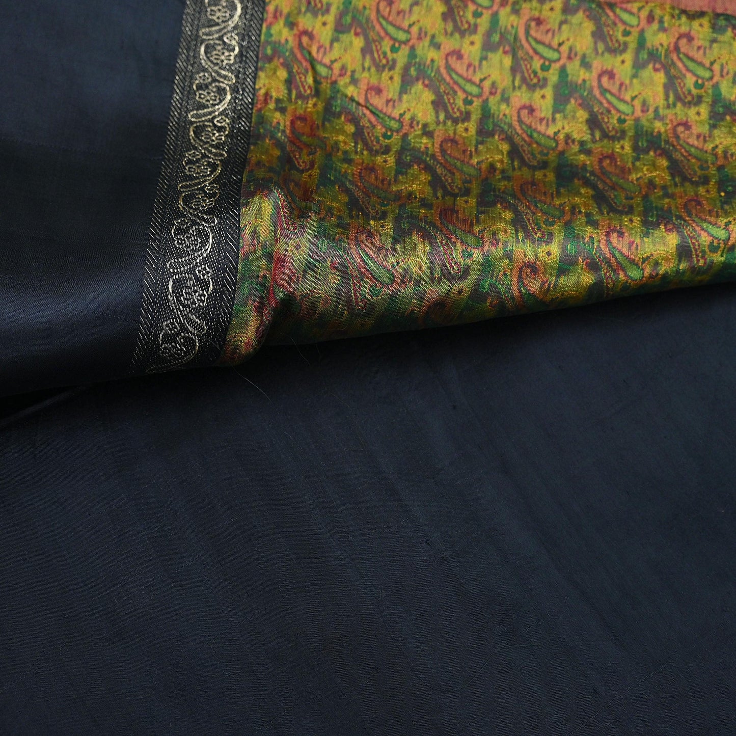 Indian Vintage Sari Black Heavy Wedding Pure Satin Silk Woven Banarasi Tanchoi Saree 5Yd Ethnic Craft Fabric Upcycle Bridal Heavy Sarees