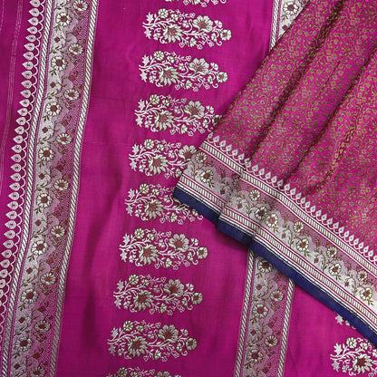 Indian Vintage Sari Pink Heavy Wedding Pure Satin Silk Woven Banarasi Tanchoi Saree 5Yd Ethnic Craft Fabric Upcycle Bridal Heavy Sarees