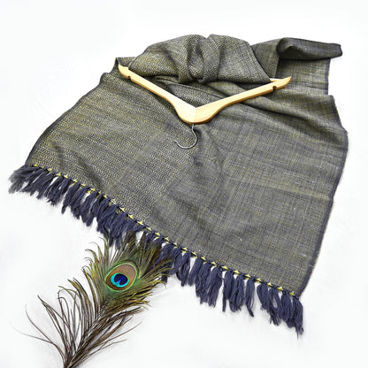 Indian Women Vintage Gray Long Stole Pure Woolen Scarf Dupatta Scarves Sarong Wrap Veil Hijab Shawl Soft Fringes