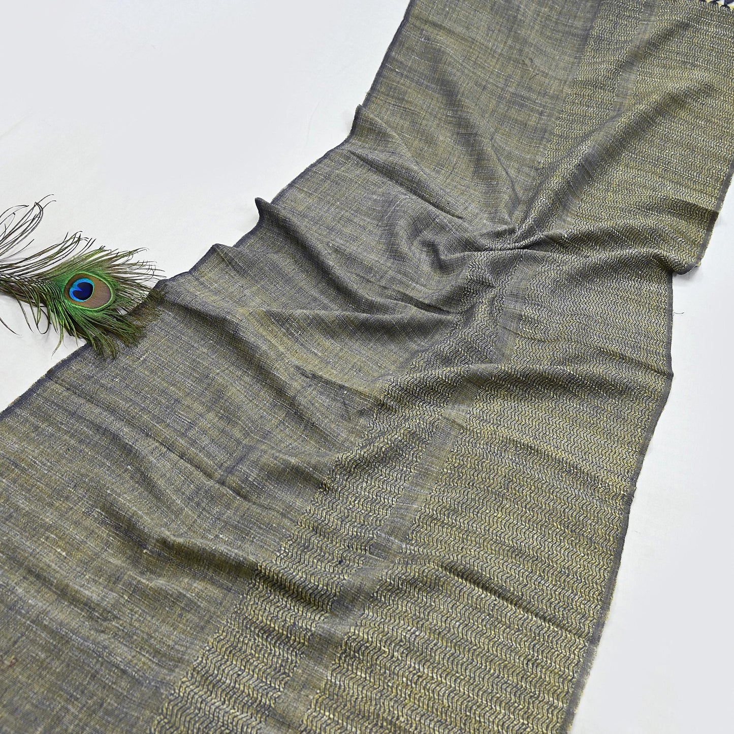 Indian Women Vintage Gray Long Stole Pure Woolen Scarf Dupatta Scarves Sarong Wrap Veil Hijab Shawl Soft Fringes