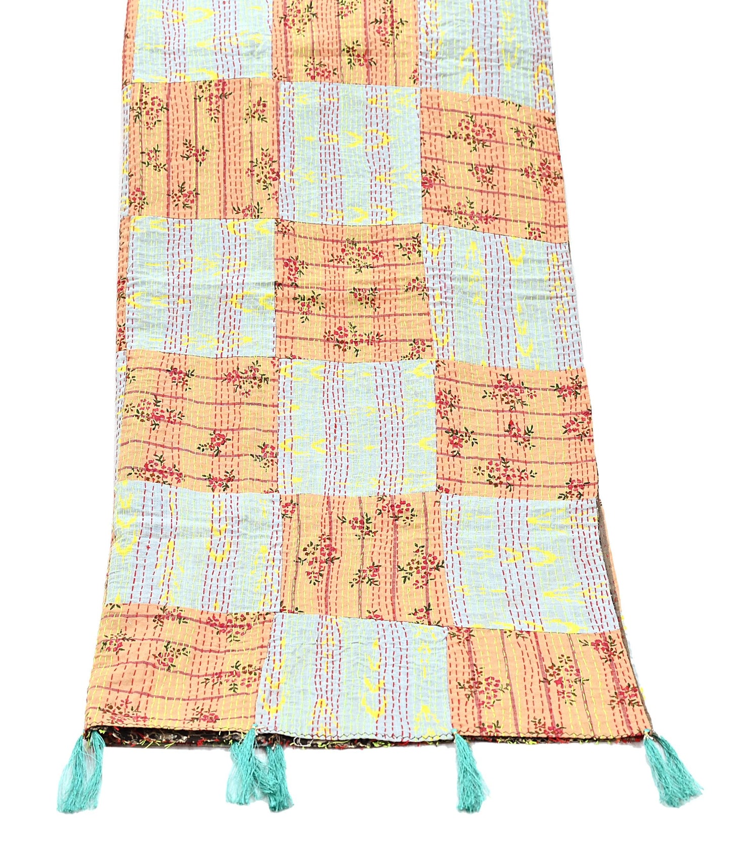 Indian Vintage Dupatta Multi Long Stole Pure Cotton Printed Hand Embroidered Kantha Scarves Veil Scarf Wrap For Women's