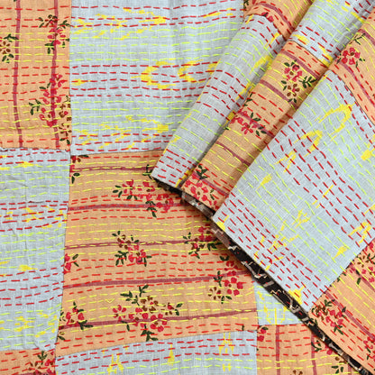 Indian Vintage Dupatta Multi Long Stole Pure Cotton Printed Hand Embroidered Kantha Scarves Veil Scarf Wrap For Women's
