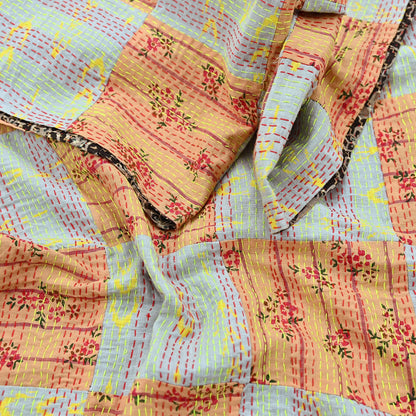 Indian Vintage Dupatta Multi Long Stole Pure Cotton Printed Hand Embroidered Kantha Scarves Veil Scarf Wrap For Women's