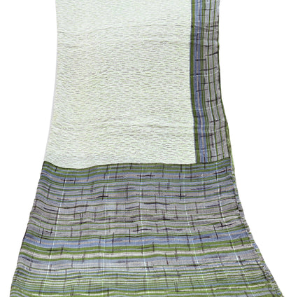 Indian Vintage Ivory Dupatta Long Stole Pure Crepe silk Printed Dupatta Veil Scarves soft Boho Wrap Dressmaking Stripes