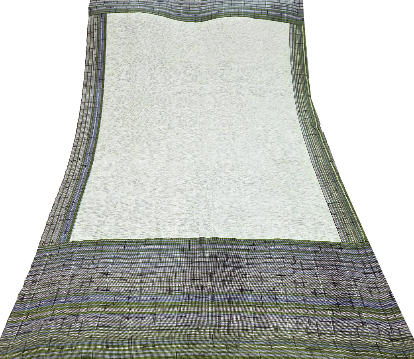 Indian Vintage Ivory Dupatta Long Stole Pure Crepe silk Printed Dupatta Veil Scarves soft Boho Wrap Dressmaking Stripes