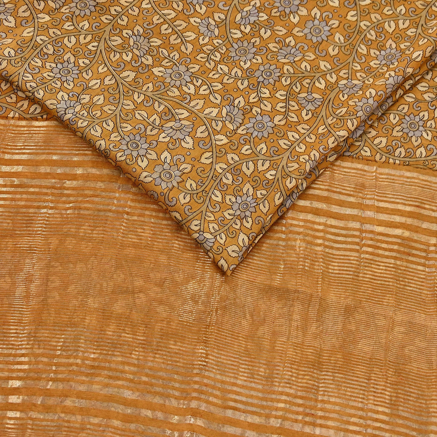 Indian Vintage Green Saree Block Printed Sari chanderi Silk Sari Craft Fabric 5Yd Floral Soft Zari Dress making Bollywood saree Birds