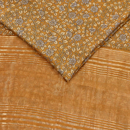 Indian Vintage Green Saree Block Printed Sari chanderi Silk Sari Craft Fabric 5Yd Floral Soft Zari Dress making Bollywood saree Birds