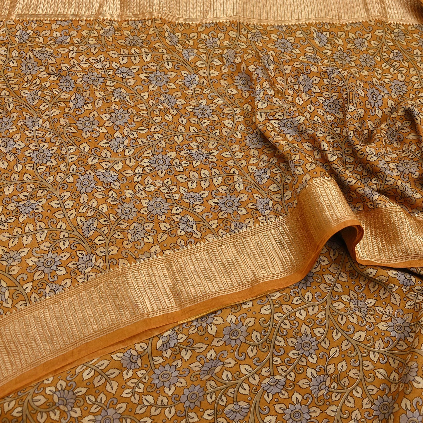 Indian Vintage Green Saree Block Printed Sari chanderi Silk Sari Craft Fabric 5Yd Floral Soft Zari Dress making Bollywood saree Birds