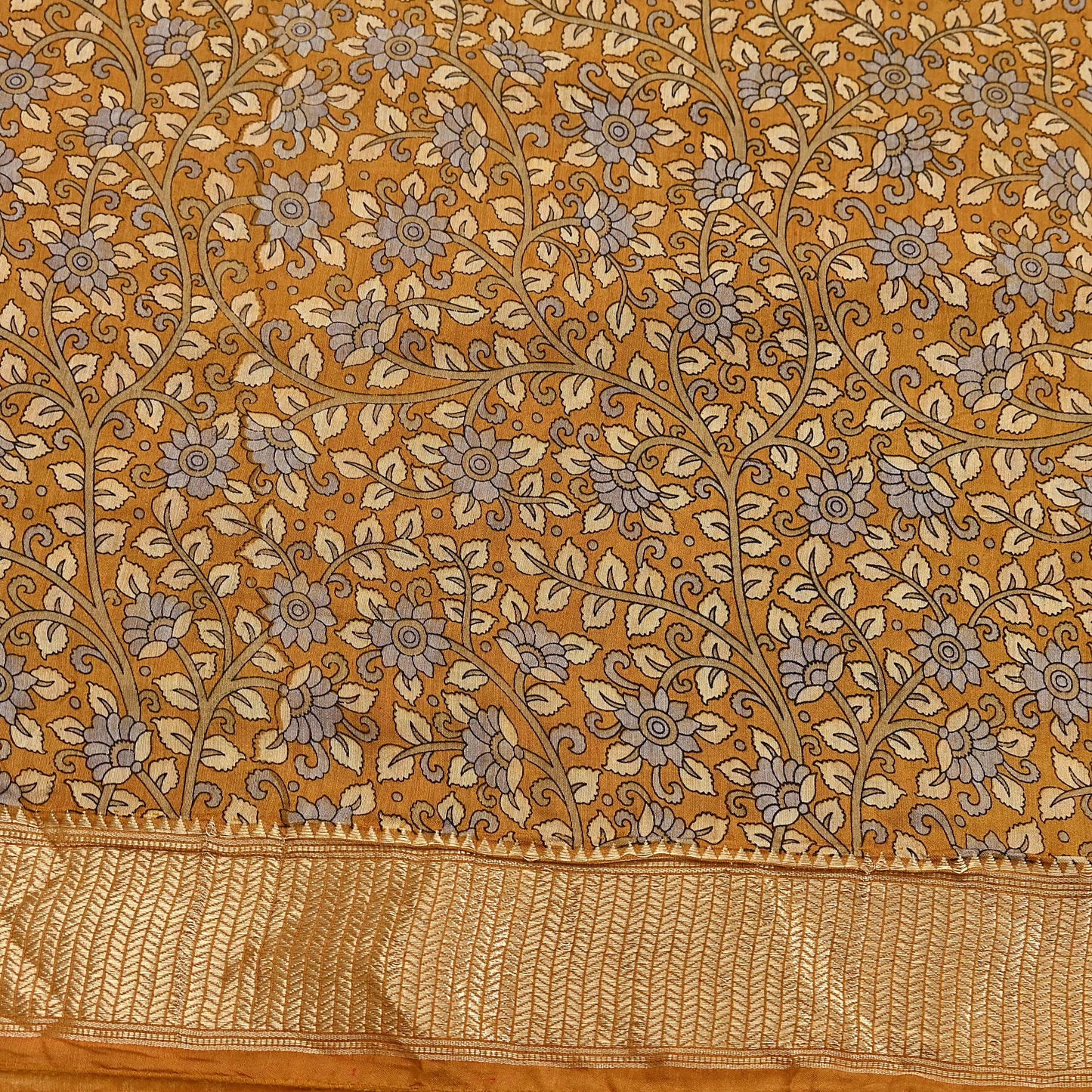 Indian Vintage Green Saree Block Printed Sari chanderi Silk Sari Craft Fabric 5Yd Floral Soft Zari Dress making Bollywood saree Birds